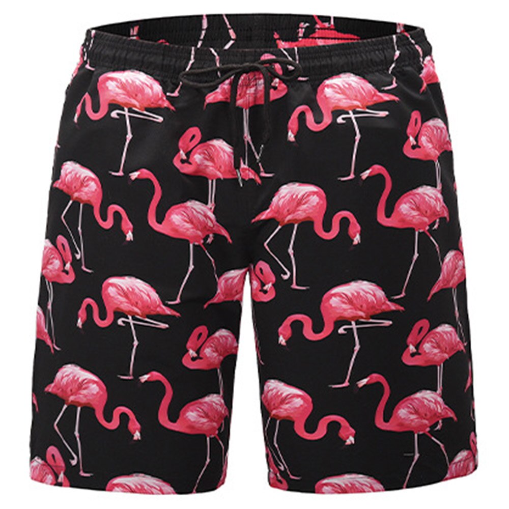 pink Flamingo print Loose Cargo Shorts Men Cool Summer Short Pants Homme Beach Shorts Polyester