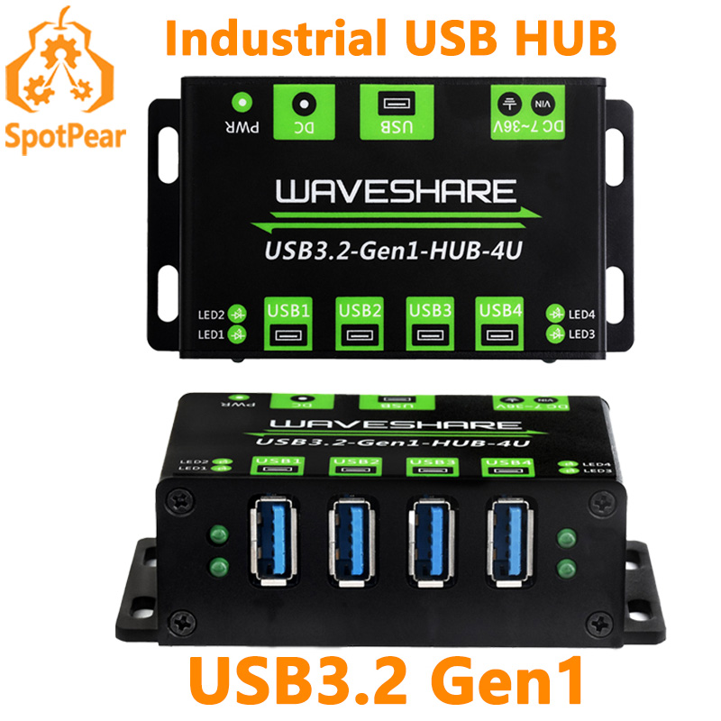 Industrieller USB-HUB USB3.2 Gen1 One-To-4U Onboard 7~36V DC-Stromanschluss für Multi-Systeme