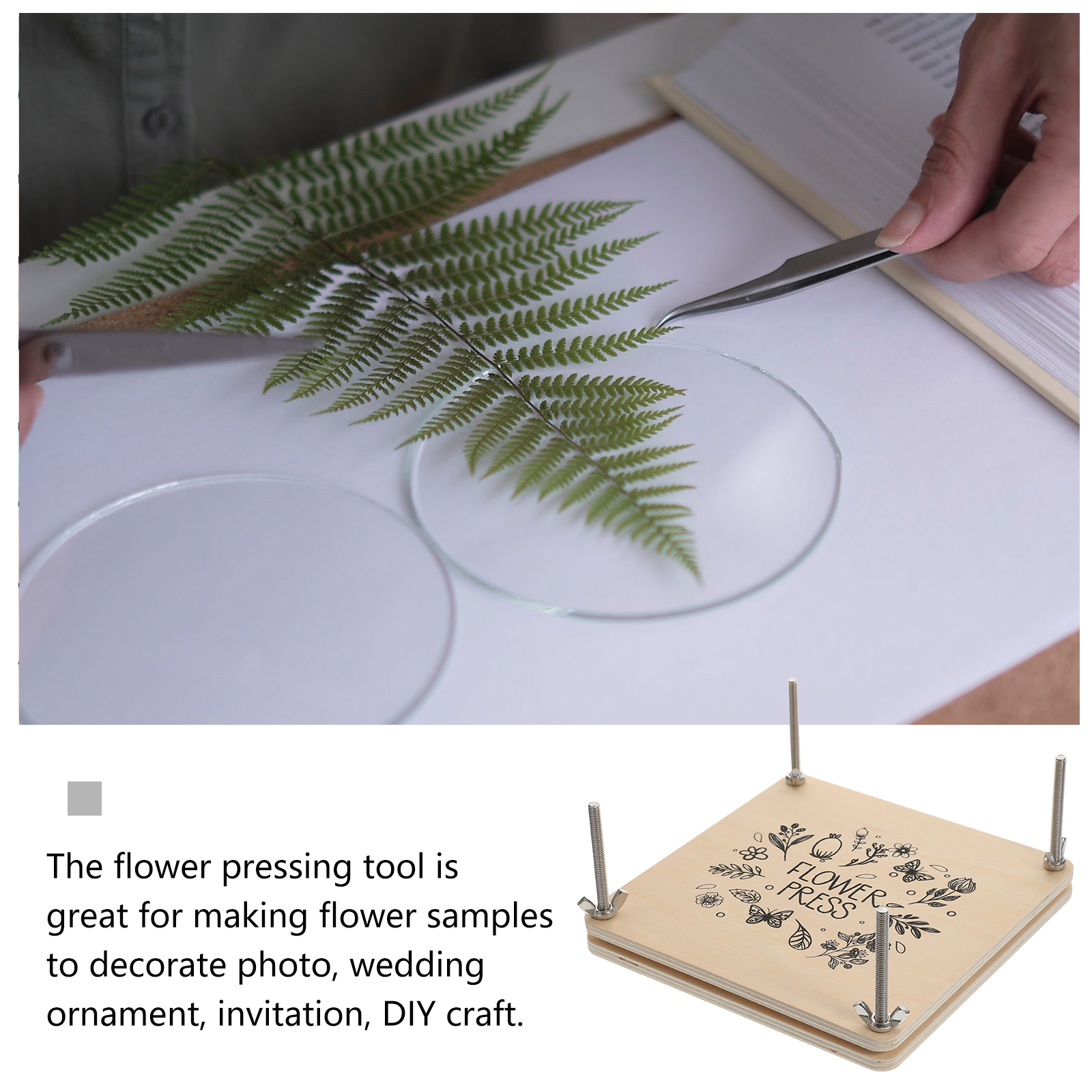 Press Flower Embossing Tool Plant Specimen Tools Kit Perlite for Plants Dried Flowers DIY Wood