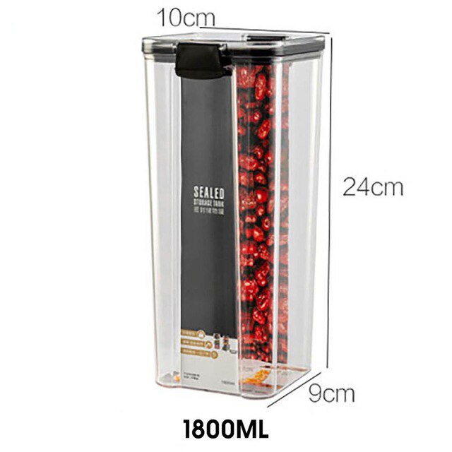 700/1300/1800ml voedselcontainers koelkast plastic keuken noedeldoos meergranen opslagtank transparante verzegelde blikken: D