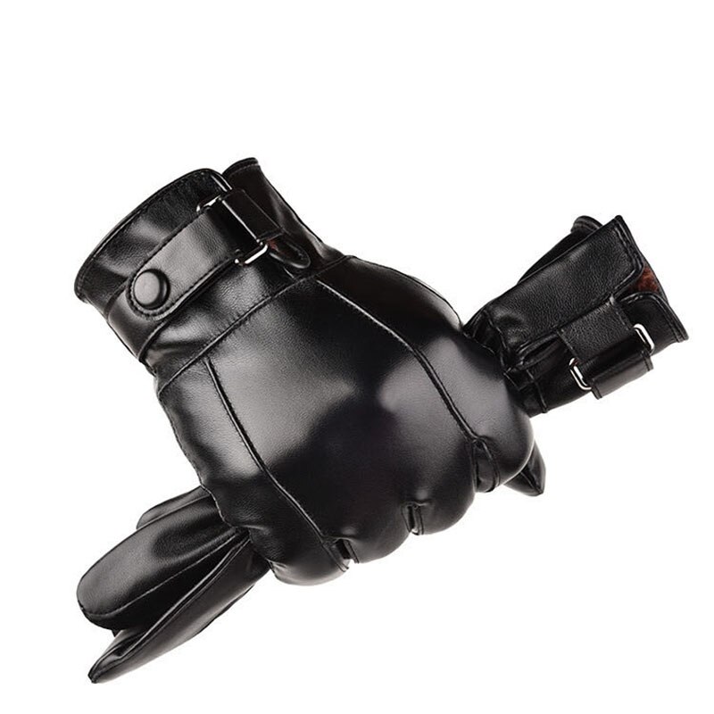 Mannen Winter Warme Mode Waterdichte Handschoenen Mannen Faux Leer Rijden Handschoenen Dunne Lederen Handschoenen Voor Touch Screen Bruin Guantes