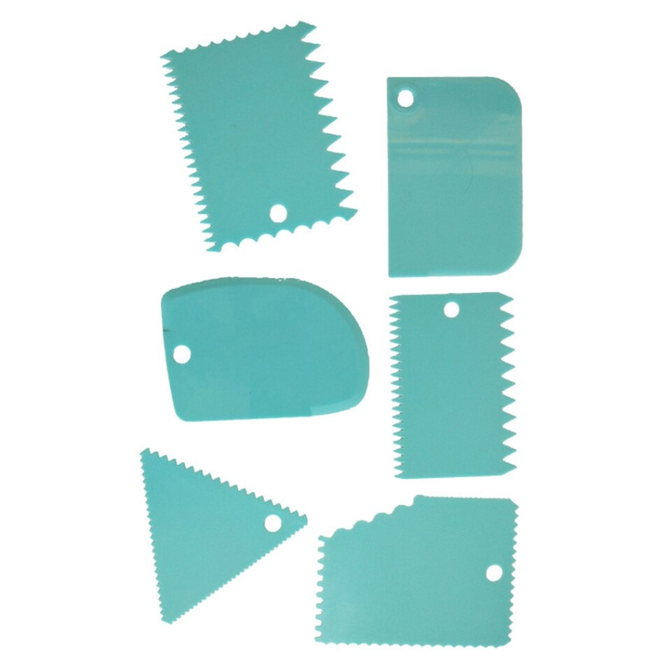 6 stks/set Cake Schraper Rand Decorating Koken Cutters Set Kam & Icing Soepeler voor Brood Deeg Fondant Tool: Blue