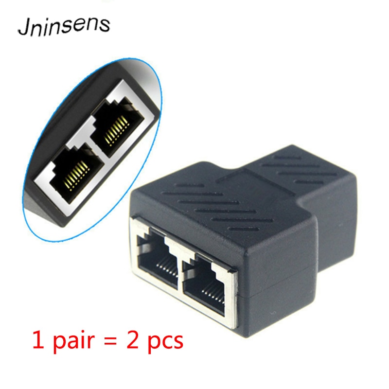 2 stuks/set 1 to 2 dubbele vrouwelijke poort  rj45 splitter connector cat 6 lan ethernet socket netwerkverbindingen splitter adapter