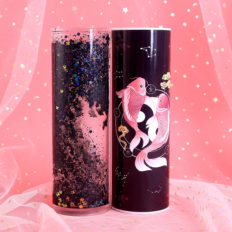 Pencil Case Translucent Quicksand Pencil Cases Multifunction Pencil Box Cylindrical Pencil Box Large Capacity Kid Whole: 9