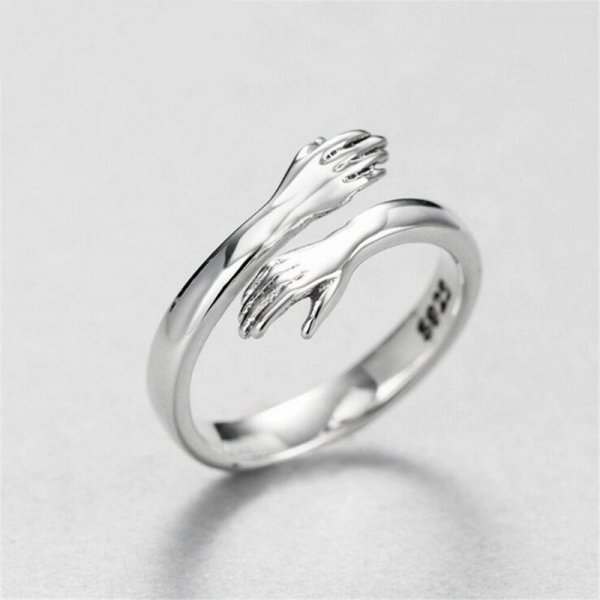 Mode Hand Knuffel Vinger Palm Opening Ringen Voor Mannen Vrouwen Paar Sieraden Zilver Kleur Verstelbare Partij Daily Accessoires: Hug Ring 1