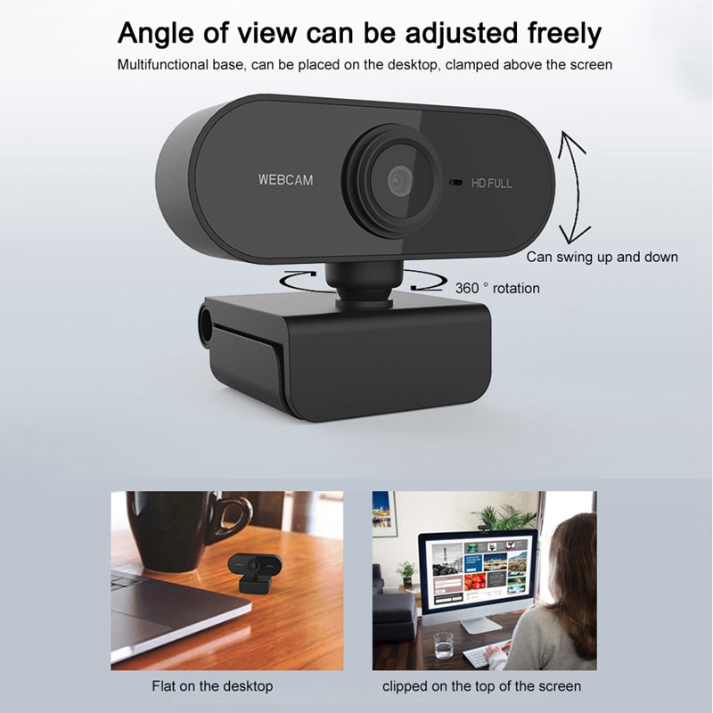 SeenDa-cámara Web Full HD de 1080P para ordenador, Webcam con micrófono, ajuste de 360 grados, USB