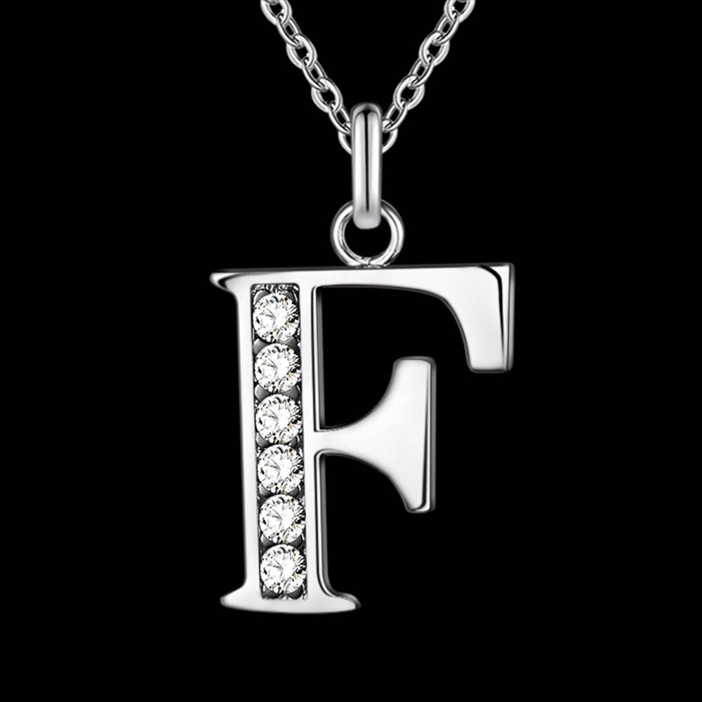 Letter A-S silver plated Necklace, Stamp 925 silver jewelry Pendant /XYLQNNAG XYLQNNAG: F