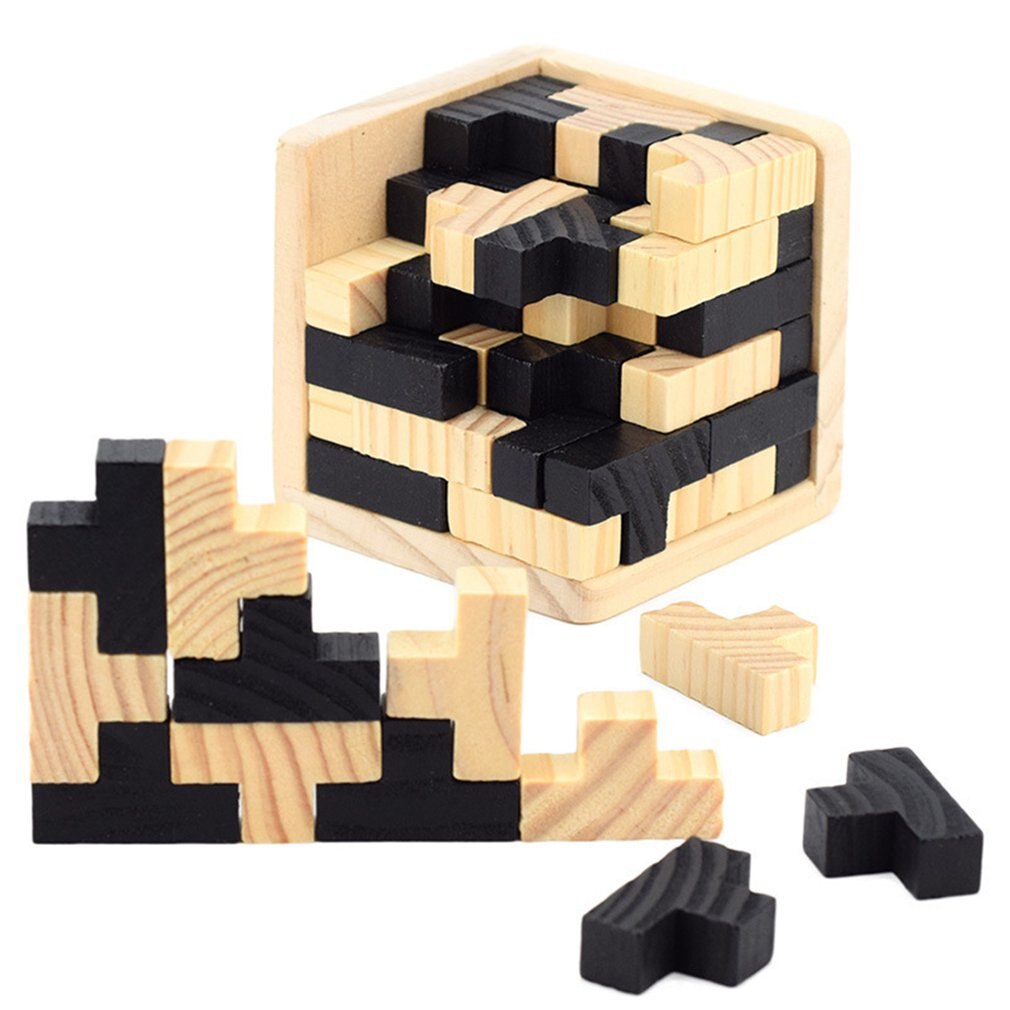 Creatieve 3D Houten Kubus Puzzel Ming Luban Grijpende Educatief Speelgoed Voor Kinderen Kids Brain Teaser Vroeg Leren Speelgoed