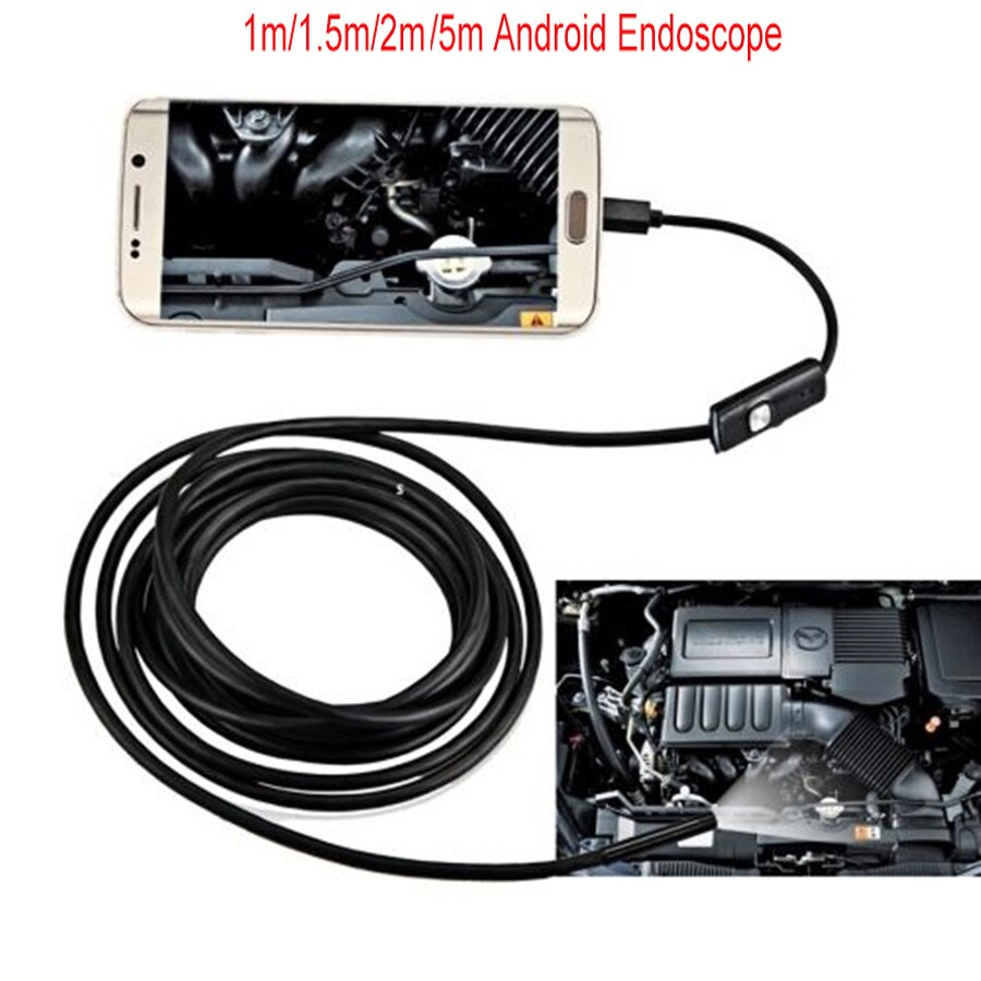 1m 2m 5m 10m semi-styv usb endoskop kamera 5.5mm ip67 vattentät orm kamera med 6 led windows macbook pc android endoskop