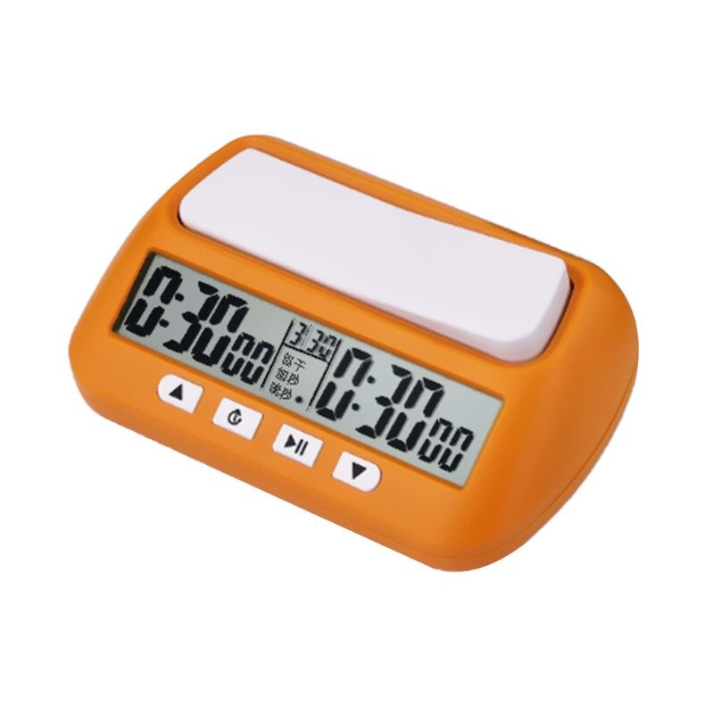 Schaakklok compact digitaal horloge afteltimer elektronisch bordspel bonuswedstrijd urenteller: Geel