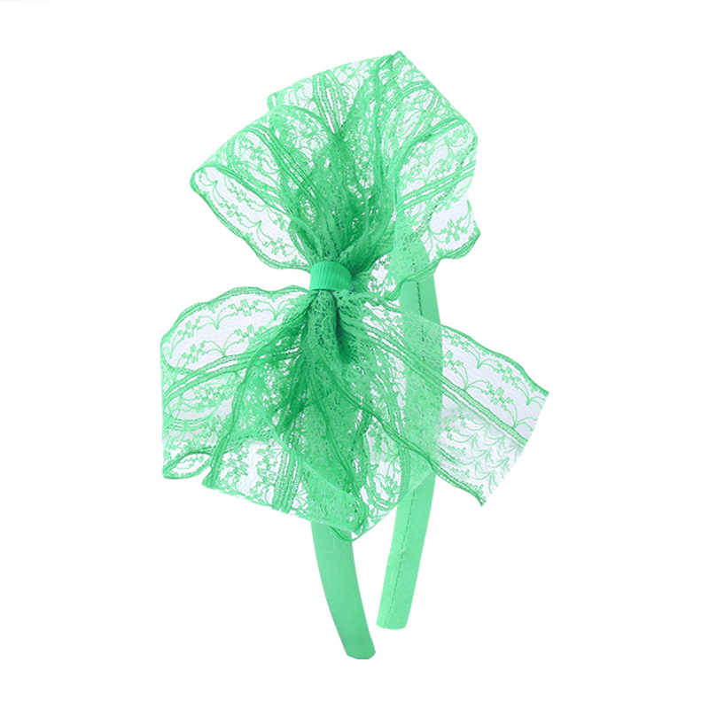 Candygirl-Diadema de encaje de los años 80, accesorios de disfraces para temática de los años 80, sin dolor de cabeza, diadema de lazo de encaje de neón para Halloween: green headband