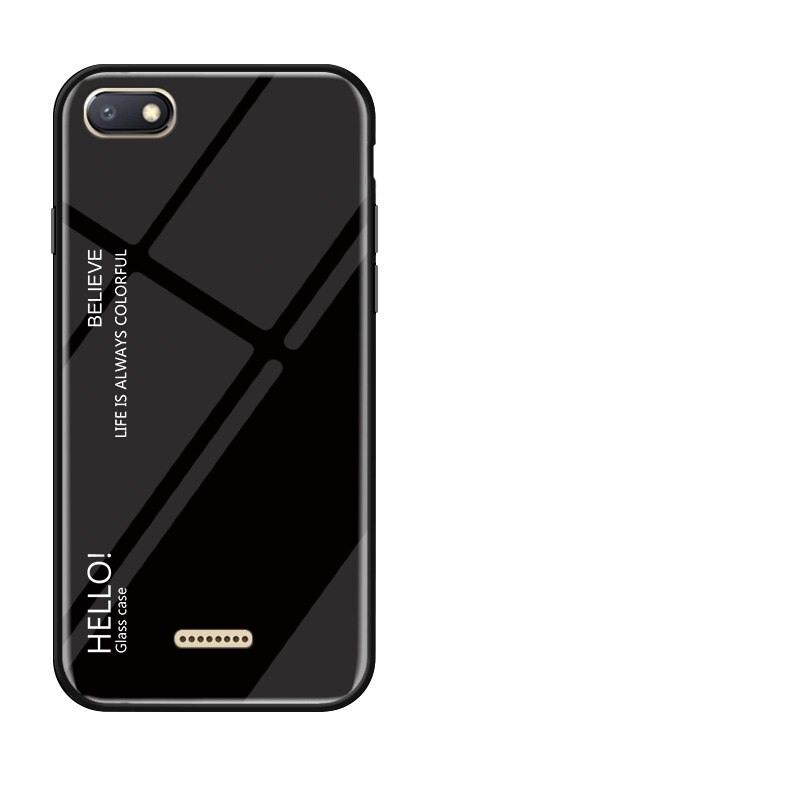 Redmi -6a hærdet glas gradient cover til xiaomi redmi 6 redmi 6a on 5.45 " sort silikone kofanger glascover til redmi 6: Til redmi 6 / Sort telefon etui