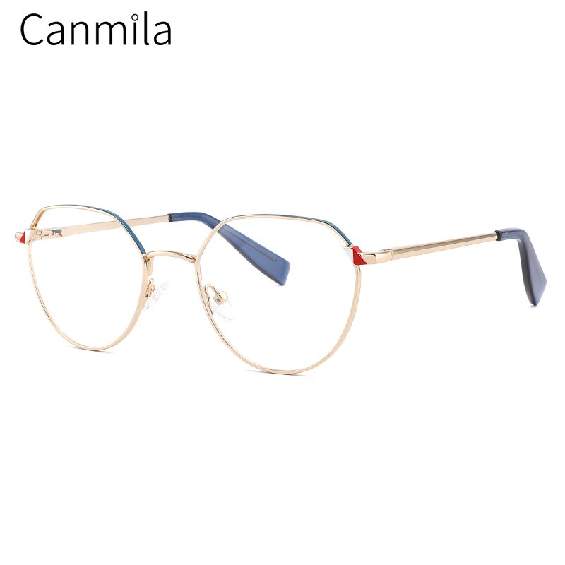 Eyewear Glasses Frame Vintage Women Metal Ultralight Prescription Eyeglasses Retro Optical Myopia Canmila BOM1085: C3