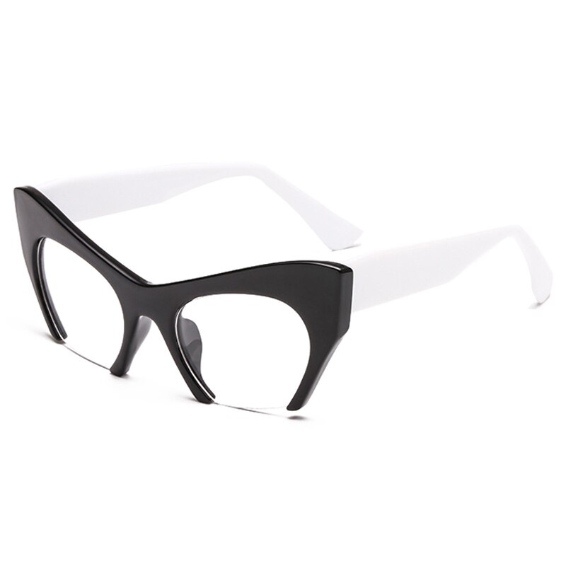 Shauna Retro Vrouwen Half Frame Cat Eye Brilmonturen Mode Optische Frame: Black white