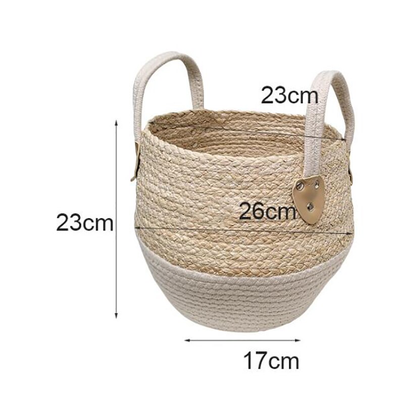 Pleciony koszyk schowek na biurko przekąnarty pojemnik na zabawki uchwyt skrzynki trawa morska kosz z wikliny kosz z wystrój domu