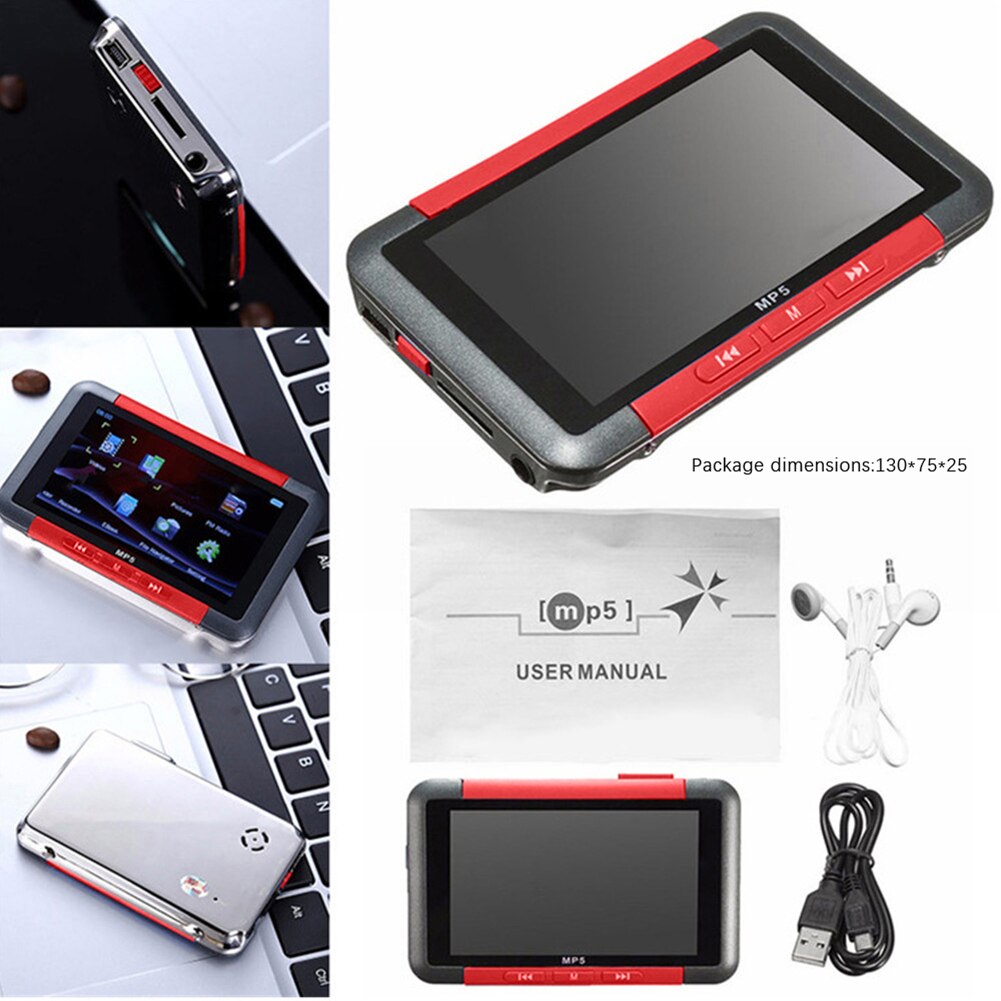 MP5 16G Slim LCD Screen MP4 Music Video Player Recorder E-book Reader MP5 Player FM Radio MP4 Player Music Player