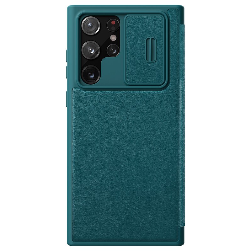 Voor Galaxy S22 Ultra Case Nillkin Qin Card Pocket Portemonnee Tas Lederen + Doek Patroon Flip Cover Voor Samsung S22 Plus S22+ 5G: For S22 Ultra / green