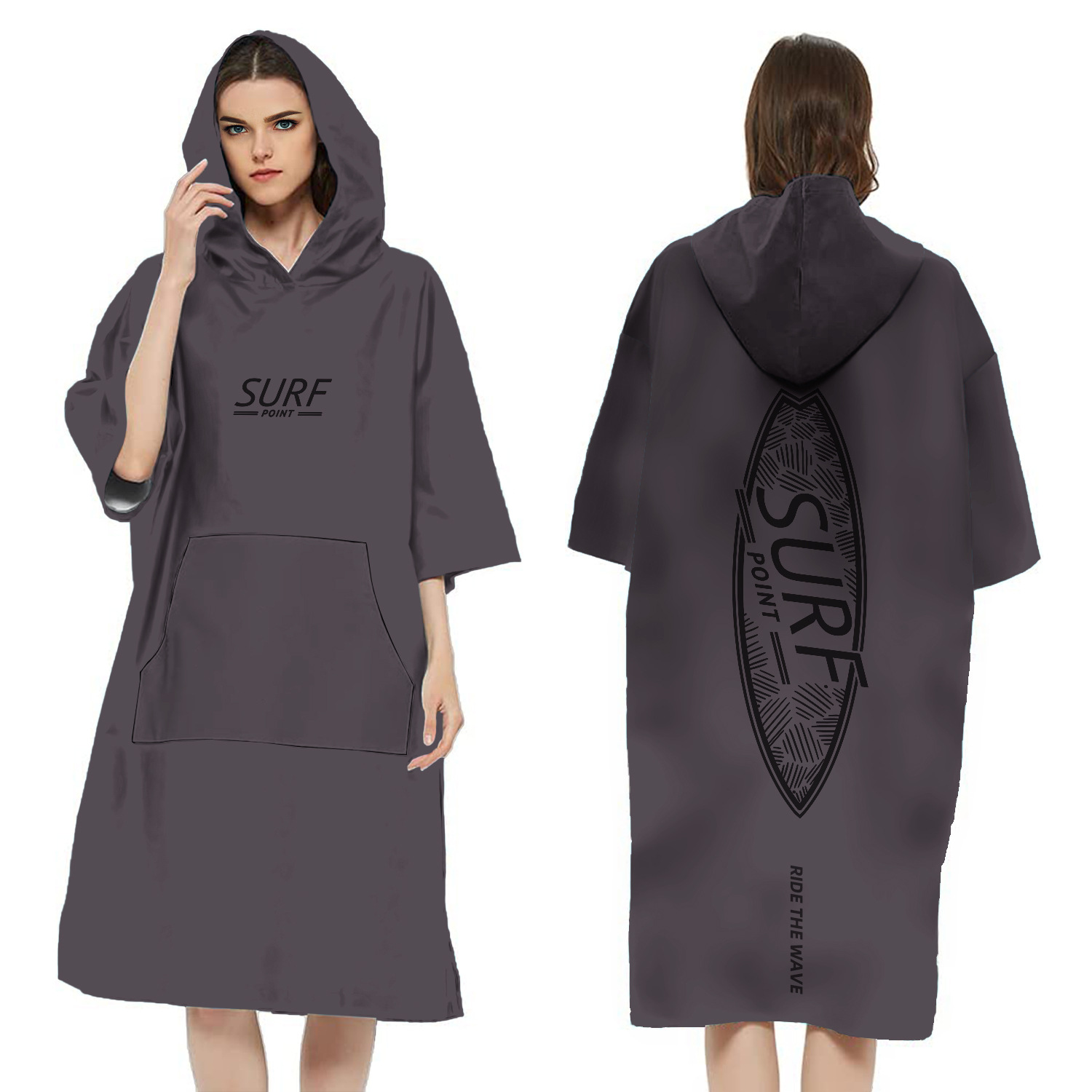 Frau Taucheranzug Wechsel Robe Poncho schnell trocknende Kapuze Badet uch Bademantel Strand Schwimmen Surf handtuch Erwachsener Mann: Lila