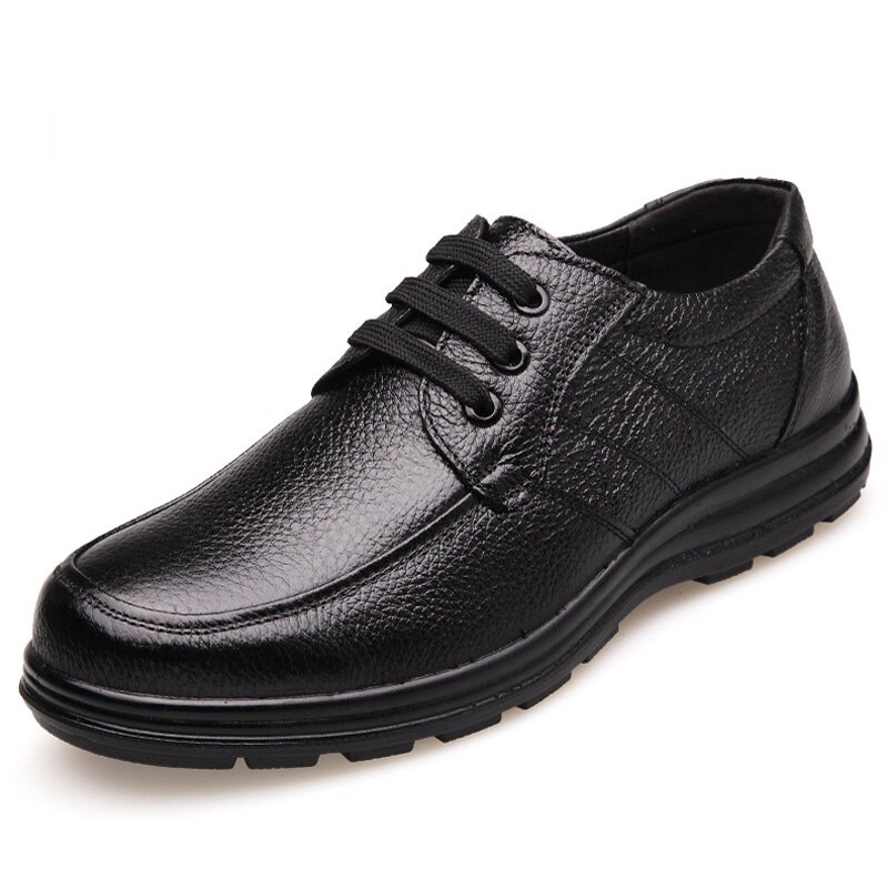 Echt Lederen Schoenen Mannen Flats Mode Mannen Casual Schoenen Man Zachte Comfortabele Lace Up Zwart ZH740