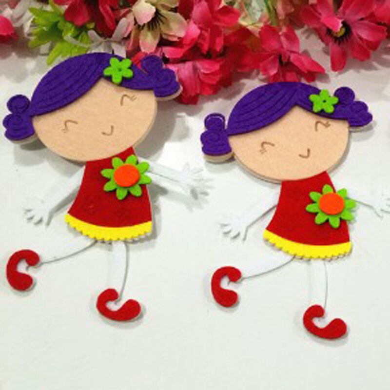 Vestido Rojo para niña, fieltro no tejido hecho a mano, para proyectos DIY, decoración del hogar, guardería, 2 uds.