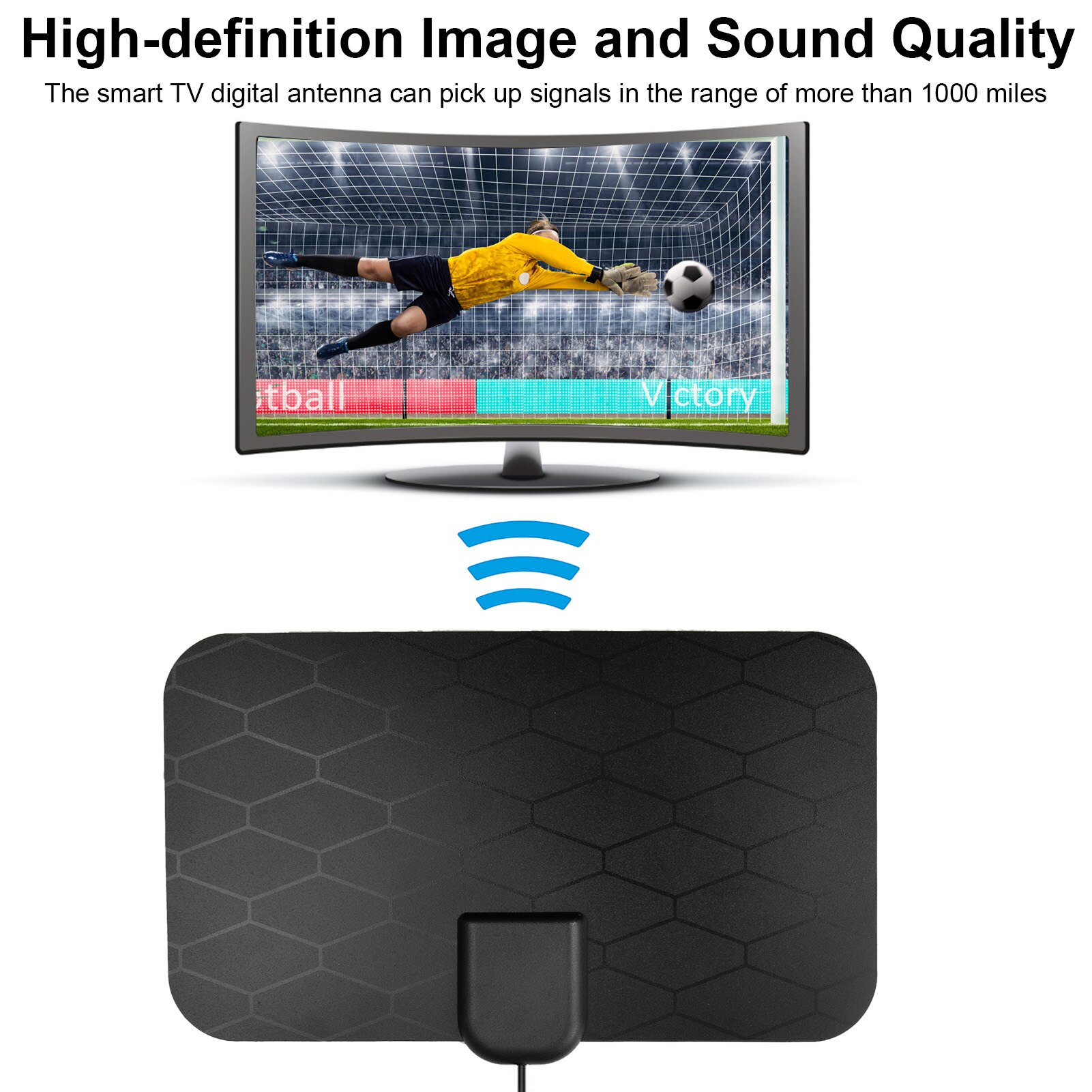 4K 25DB High Gain Indoor HD TV DTV Box Digital TV Antenna 2000 Miles Booster Active Indoor Aerial HD Flat
