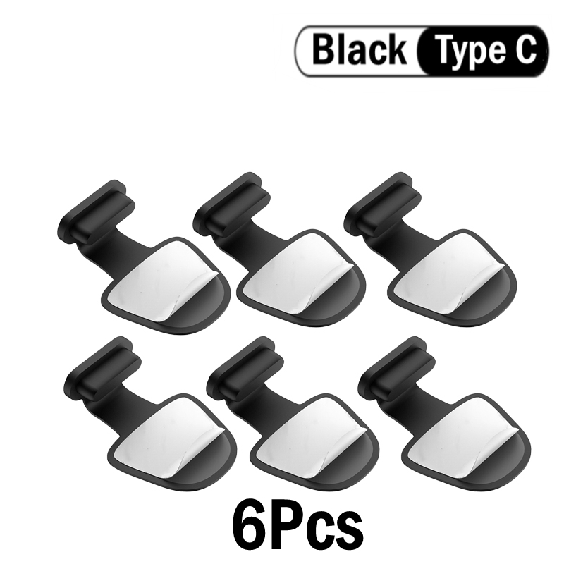 Bouchon Anti-poussière pour Port de chargement, pour IPhone Samsung type-c, protecteur de Port en Silicone, couvercle Anti-perte, 2/4/6 pièces: Black