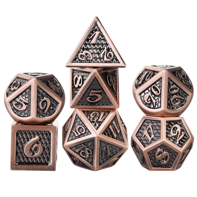 7pcs/set Metal Dice Set RPG MTG DND Metal Polyhedral Dice Role Playing Games: A