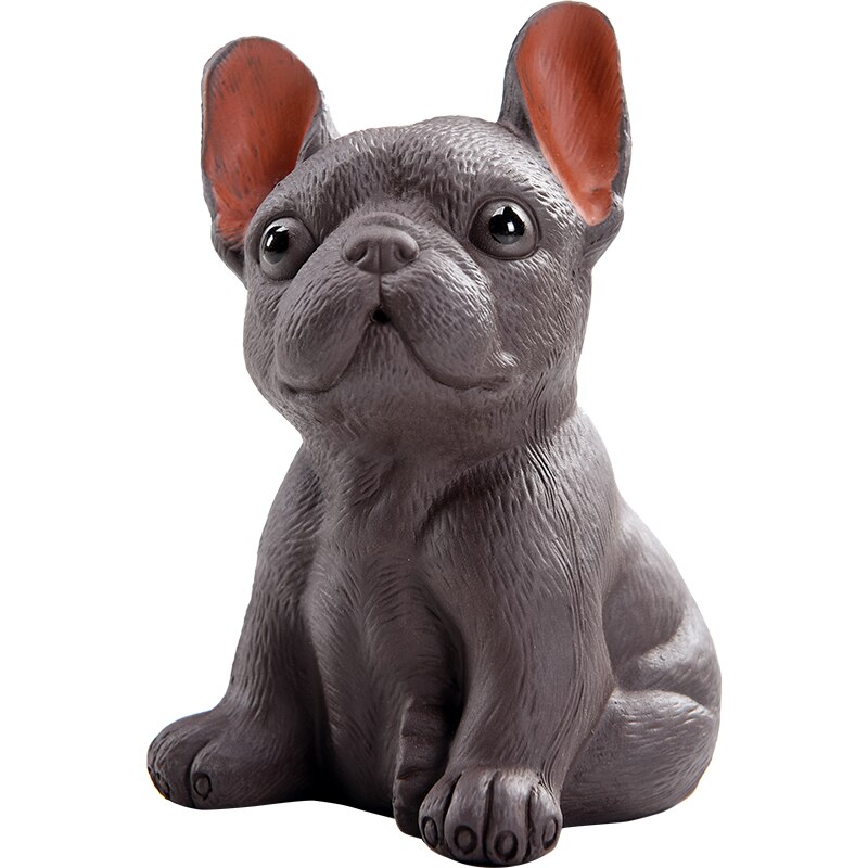 Te kæledyr håndtag naturlig lilla ler skulptur sød hund statue testel tilbehør indretning håndværk boutique bil håndværk
