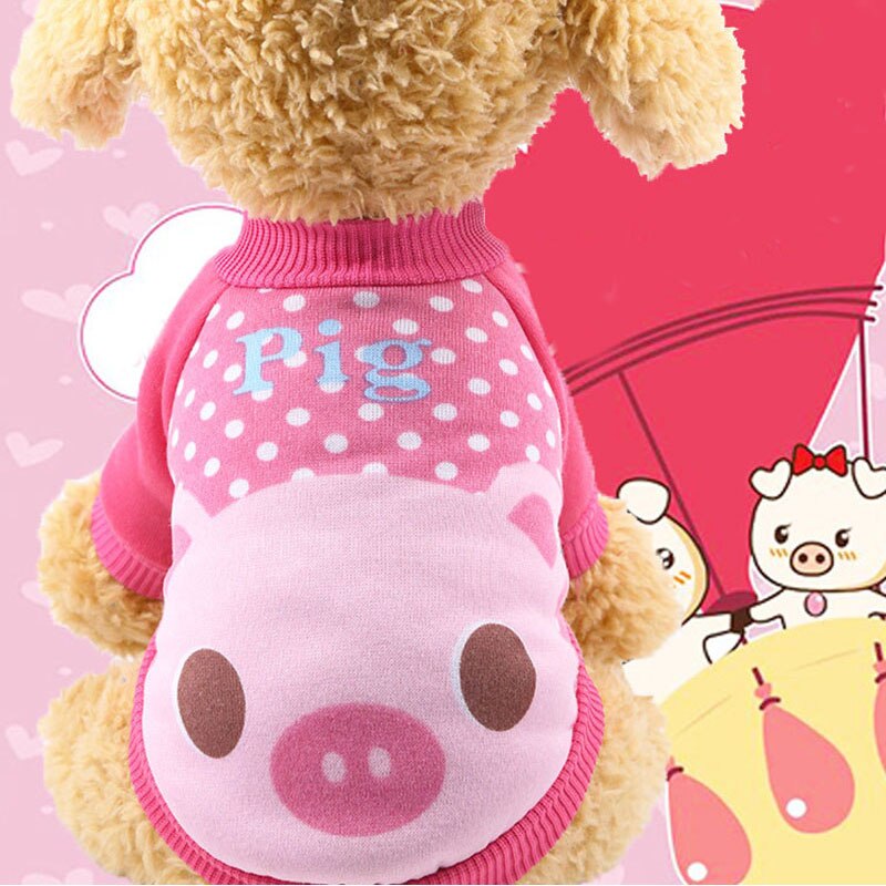 Outono inverno animal de estimação camisola macaco porco imprimir moda roupas para cães quente macio para animais de estimação roupas para cães moda filhote de cachorro roupas de alta qualidade: rose red / XXL