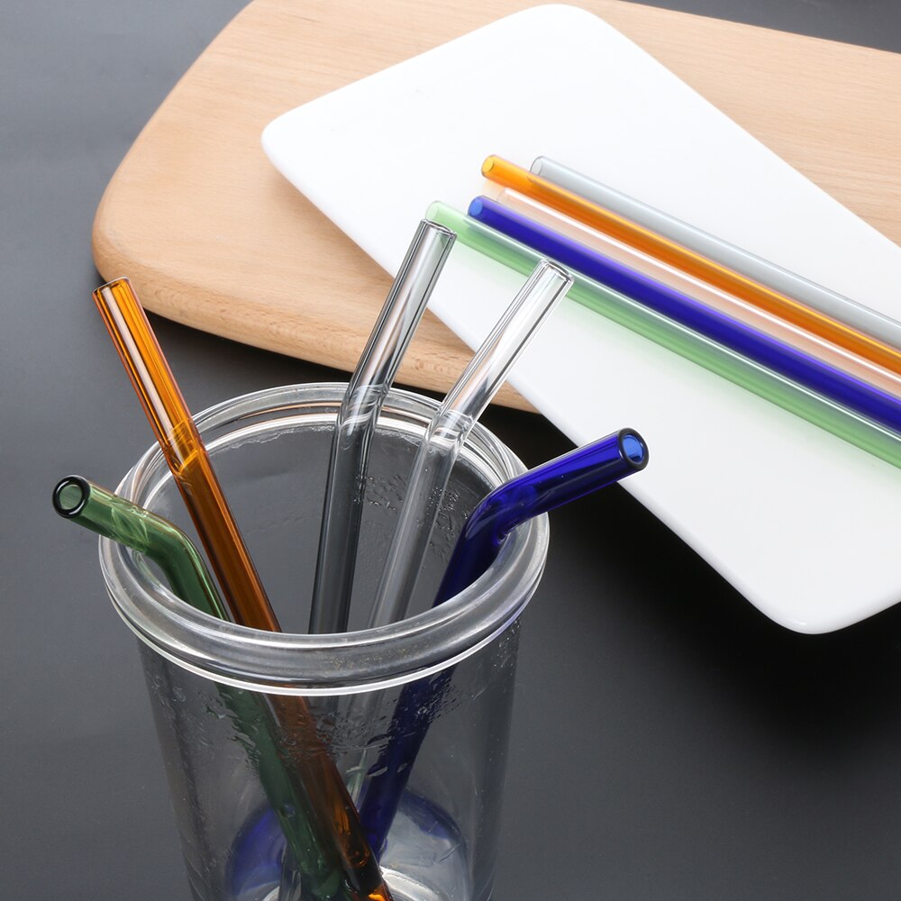 4 stk genanvendelige pyrex glas sugerør pipette børste bryllup sund glas halm miljøvenlig husholdning lige bøjning