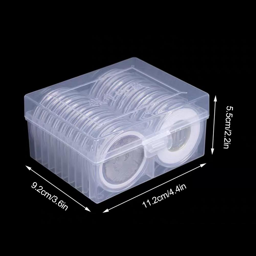 Coin Storage Case 20pcs 16/20/25/27/30/38/46mm Coin Capsules Holder and Protect Gasket Coin Holder Case with Plastic Storage #CW