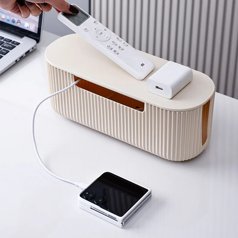 Caja organizadora de cables, organizador de cables de datos de alimentación, gestión de cables de escritorio, caja de almacenamiento de plástico fija