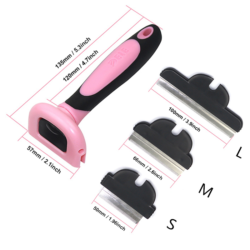 Peigne de toilettage pour chien et chat, brosse à poils amovible en acier inoxydable, accessoire de toilettage pour animaux de compagnie