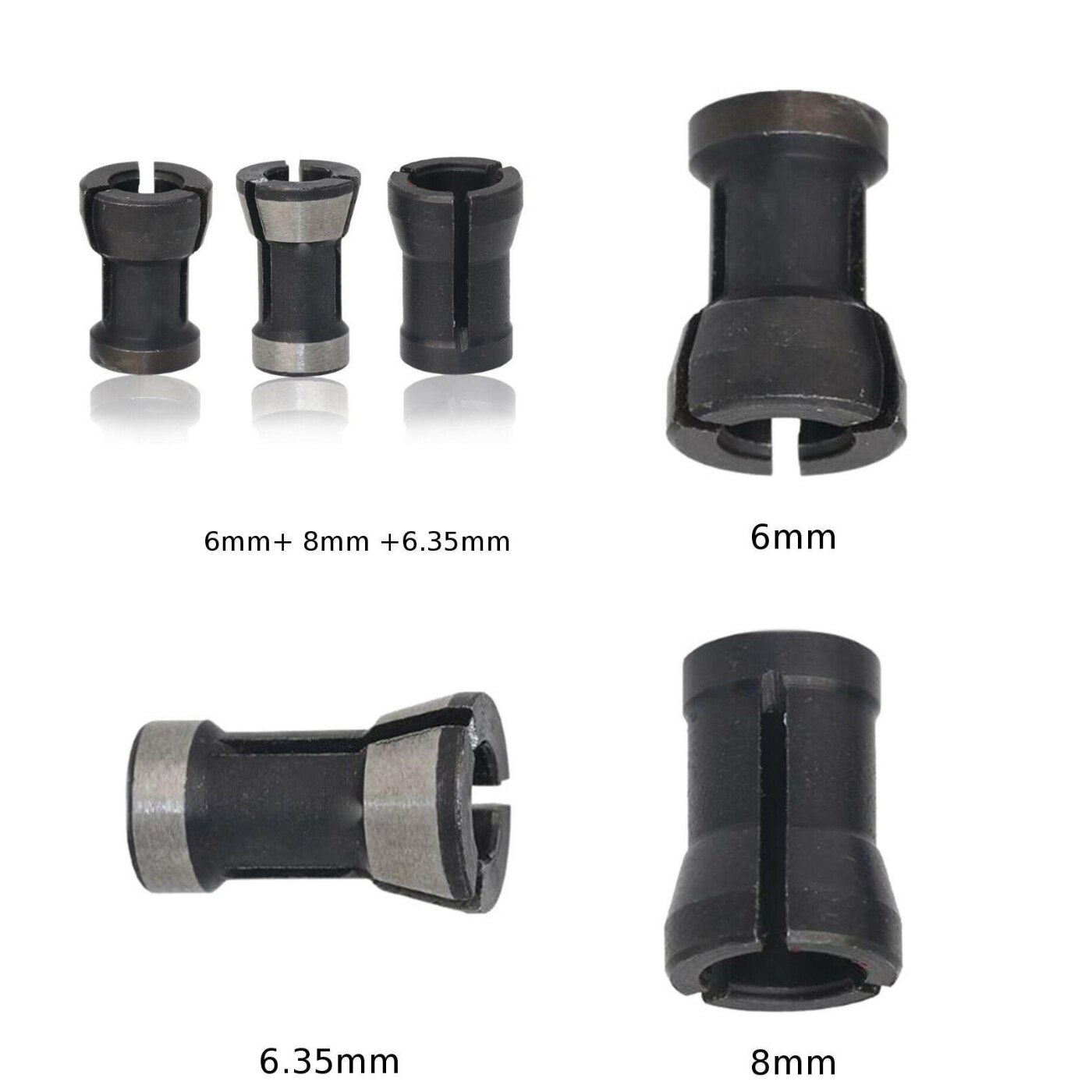 1/3pcs 6mm-8mm HSS Router Bit Collets Chuck Adapter Trim Molding Machine Tools