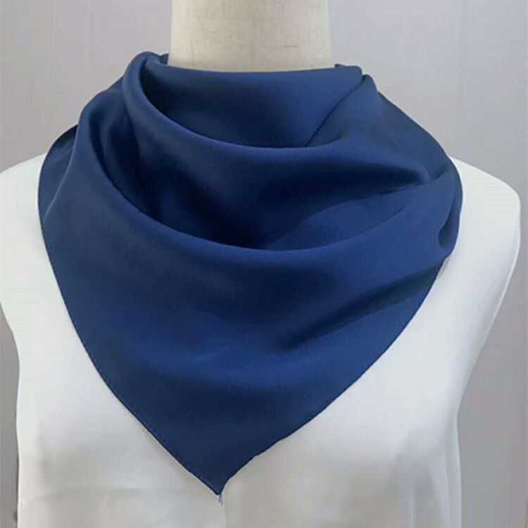 70*70 Cm Bandana Hoofddoek Voor Vrouwen Zijde Satijn Haar Sjaals Vrouwelijke Leuke Zakdoek Hals Sjaals Voor Dames groen Zwart Wit: Navy