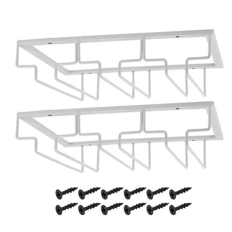 Dianoo Support à Verres à Vin Noir 18 Cm - 2 Rangées - Sous Étagère Cuisine Bar