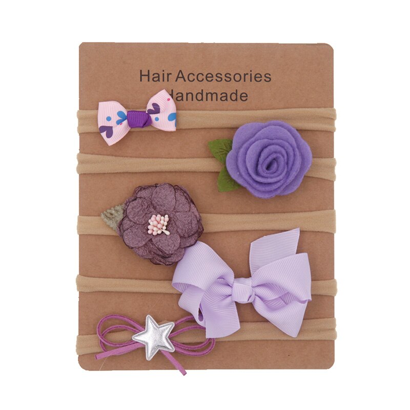 6pcs/set Elastic Flower Headbands for Baby Girls Hair Accessories Baby Girls Bow Nylon Turban Skinny Stretchy Rubber Hair ban