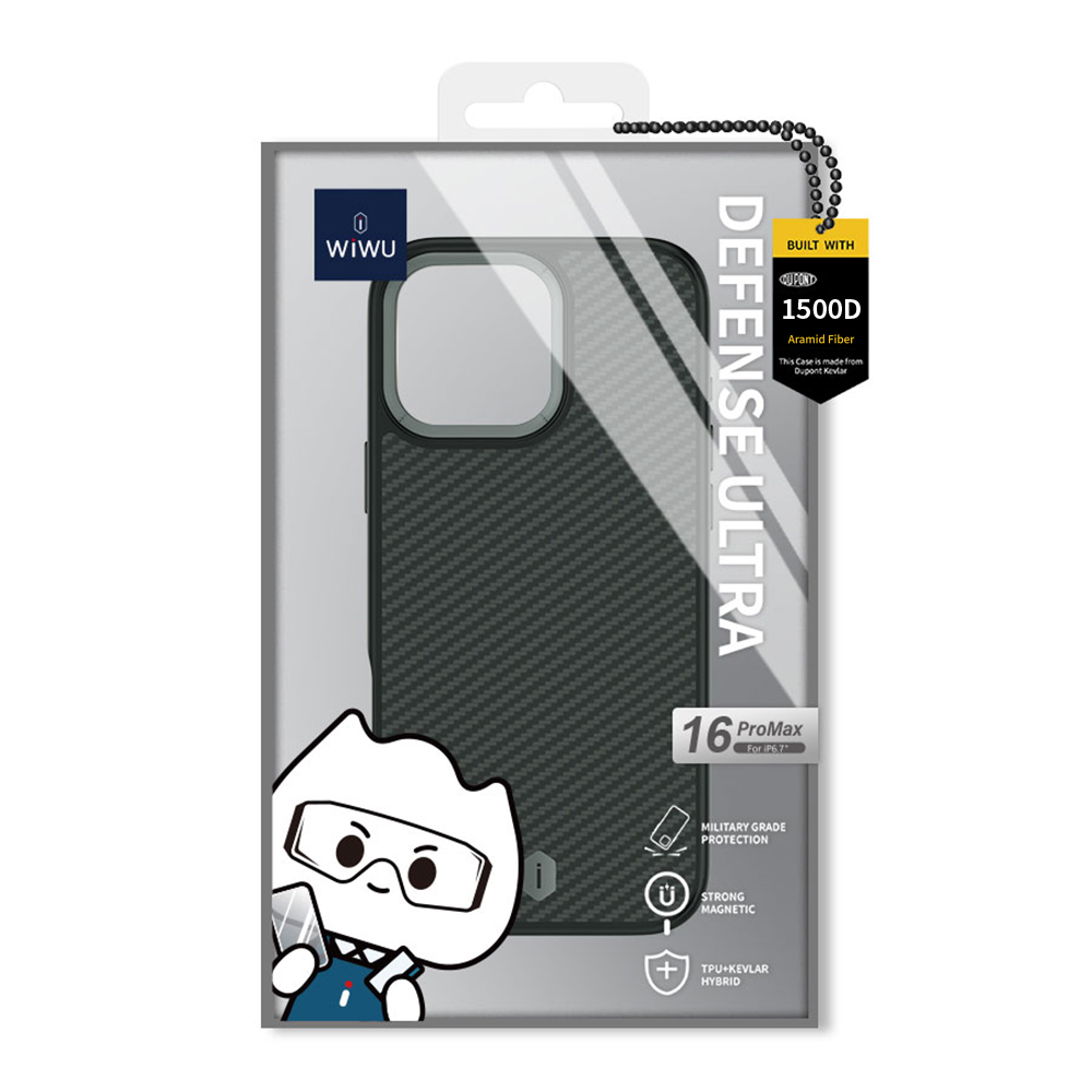 WiWU Kevlar Mobile Phone Case for iPhone 16 Pro Max TPU Frame Anti-fingerprint Case for iPhone 16 Pro N52 Magnetic Attached