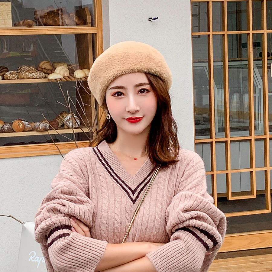 Faux velvet woman beret ladies Parisian style hats autumn winter night hat woman girl birthday christmas