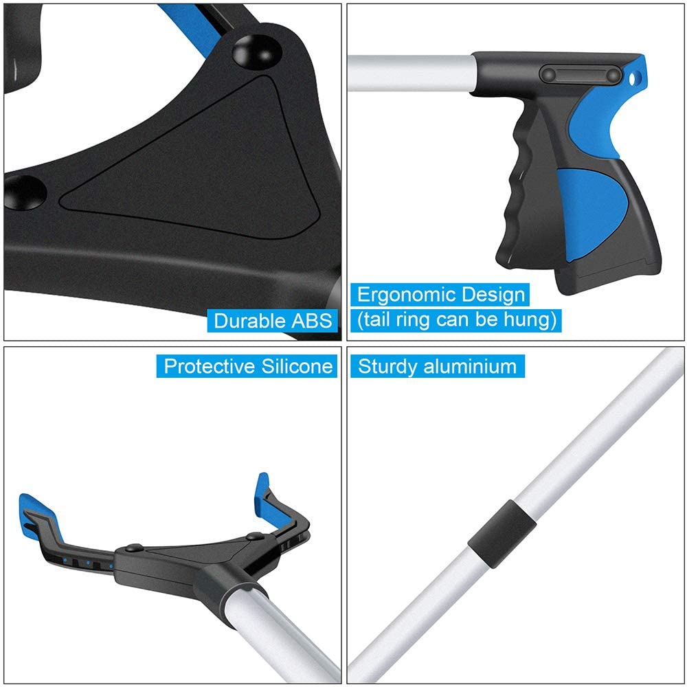 Grabber Tool, Wide Jaw,Foldable, Steel Cable for Firm Grip, 32" with Magnet, Rotating Precision Jaw Grabber Reacher Tool Seniors