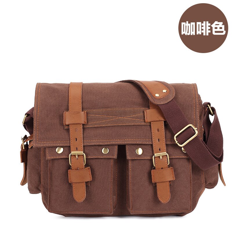 Kucko-Bolso de hombro clásico de lona para hombre, bandolera de mensajero, bolsa de pecho antiarañazos para deportes al aire libre, bolsa de viaje informal: coffee