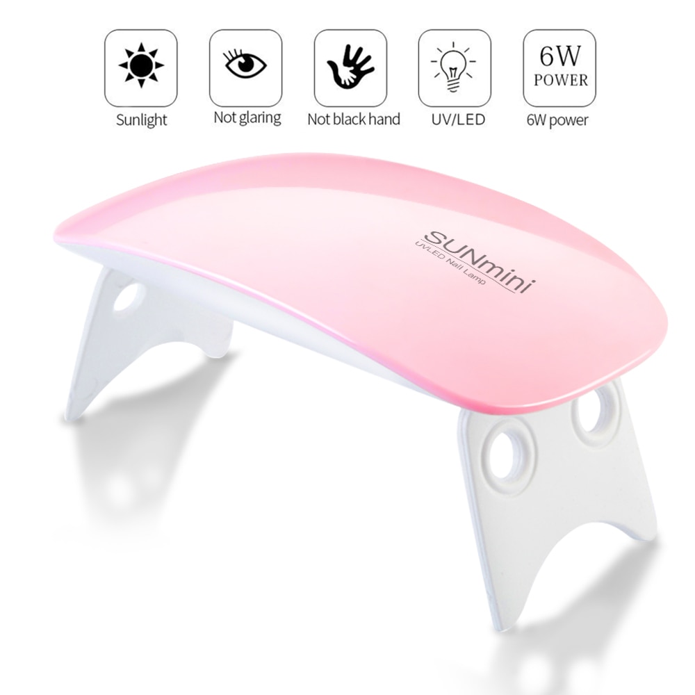 Zon Mini 6W Nagel Lamp Roze Wit Nail Droger Machine Uv Led Lampen Draagbare Micro Usb Kabel Drogen Lamp voor Gel Vernis Manicure