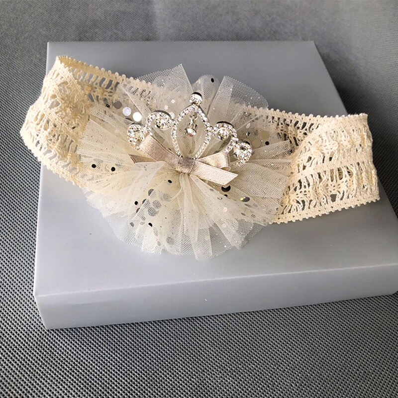 Infant Child Hair Band Three-dimensional Alloy Rhinestone Crown Headdress Baby Girl Mesh Elastic Headband: B