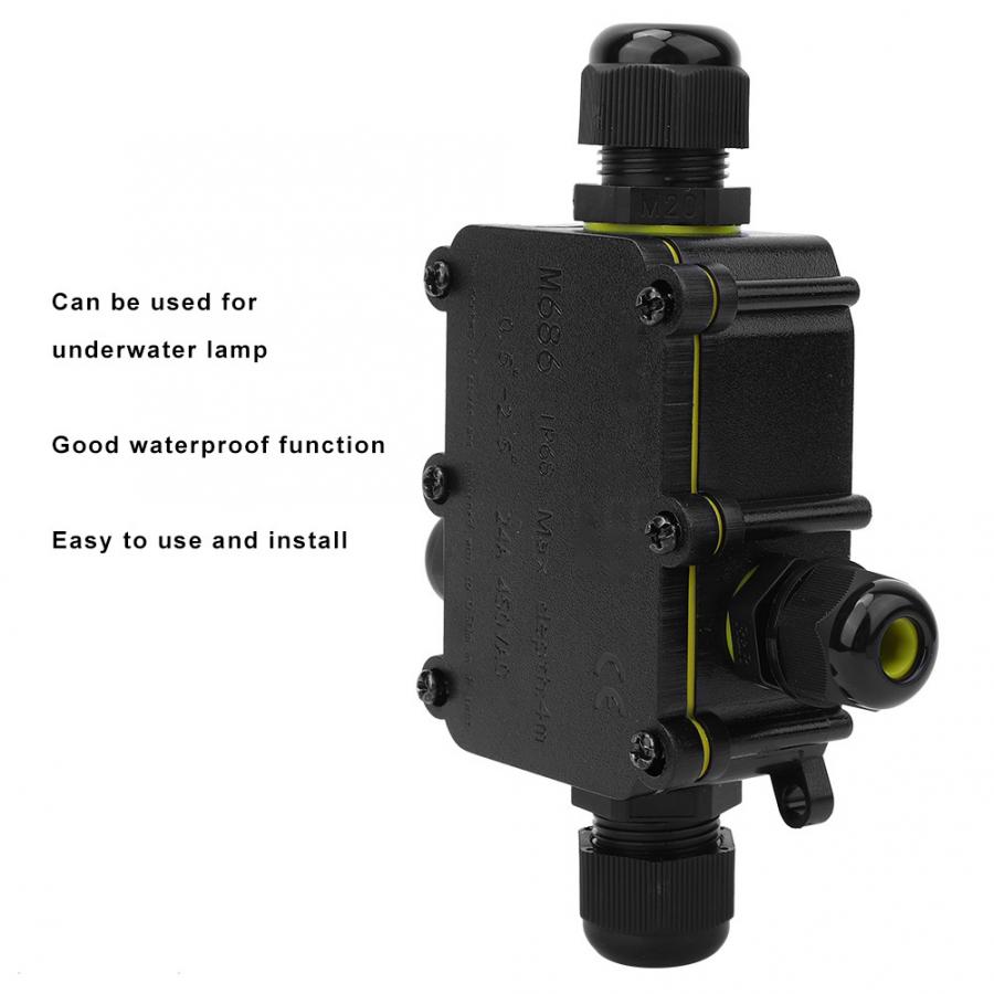 IP68 Plastic Junction Box 4m Underwater Connection Wiring Box T100 450VAC 24A UL94V-2