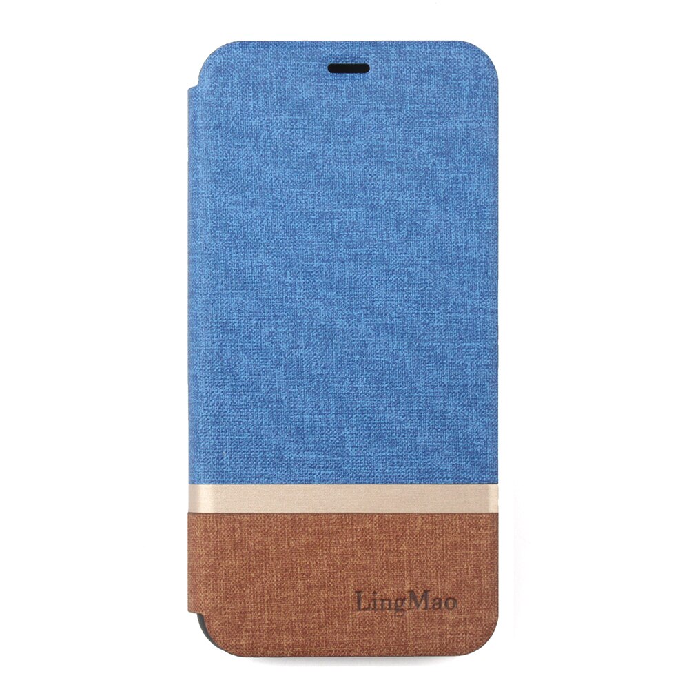 Hand Made for Vernee Mix 2 Case Luxury Leather Flip Case Vernee Mix 2 Protective Wallet Phone Cover for Vernee Mix 2 Coque Funda: blue with brown