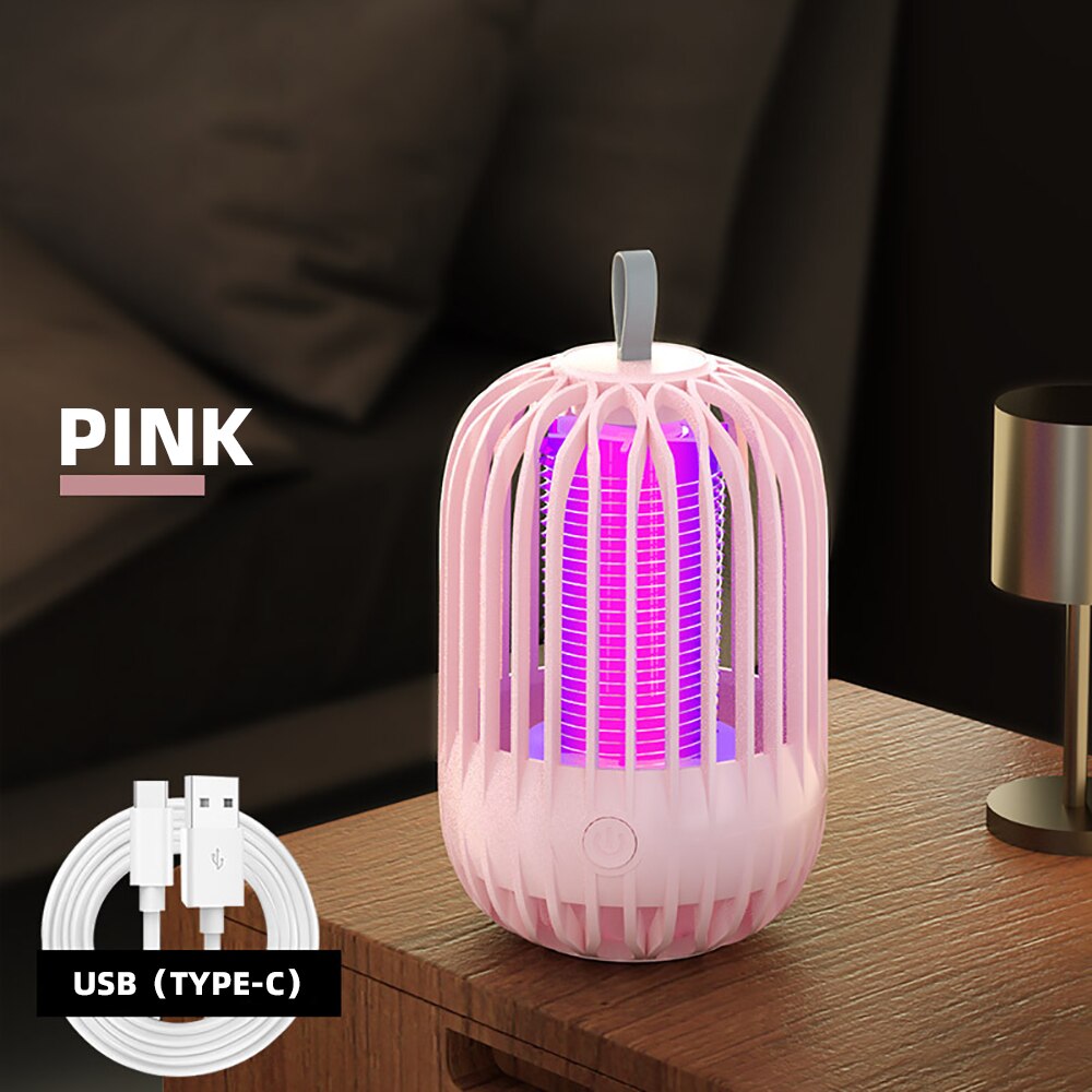 Rechargeable Usb Mosquito Killer Lamps Portable Mosquito Trap Light for Home Living Room Backyard Garden Outdoor Camping Fishing: Pink