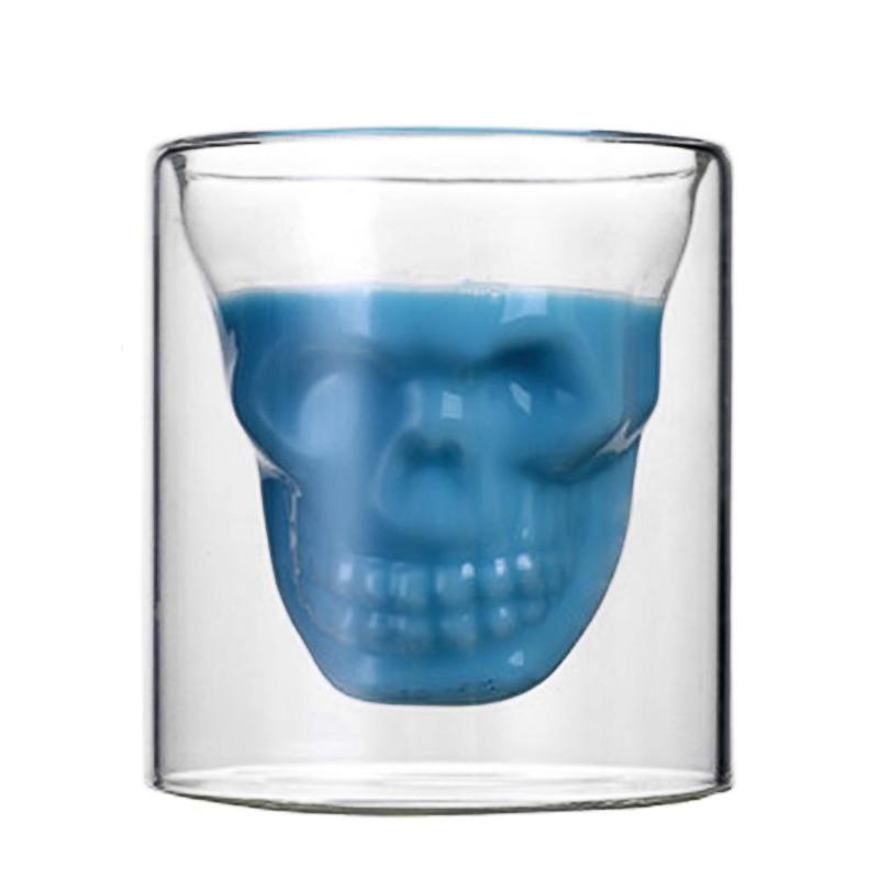 Skull Double Layer Transparent Glass Cup Beer Whiskey Wine Cup for Home Bar Party Hotel Wedding Glasses Drinkware
