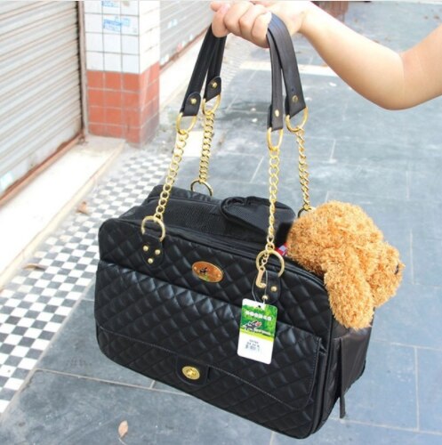 Mylb-Bolsa de transporte para mascotas, bolso de mano, portátil, de piel sintética, malla transpirable, para perros y gatos, 40x18x27cm