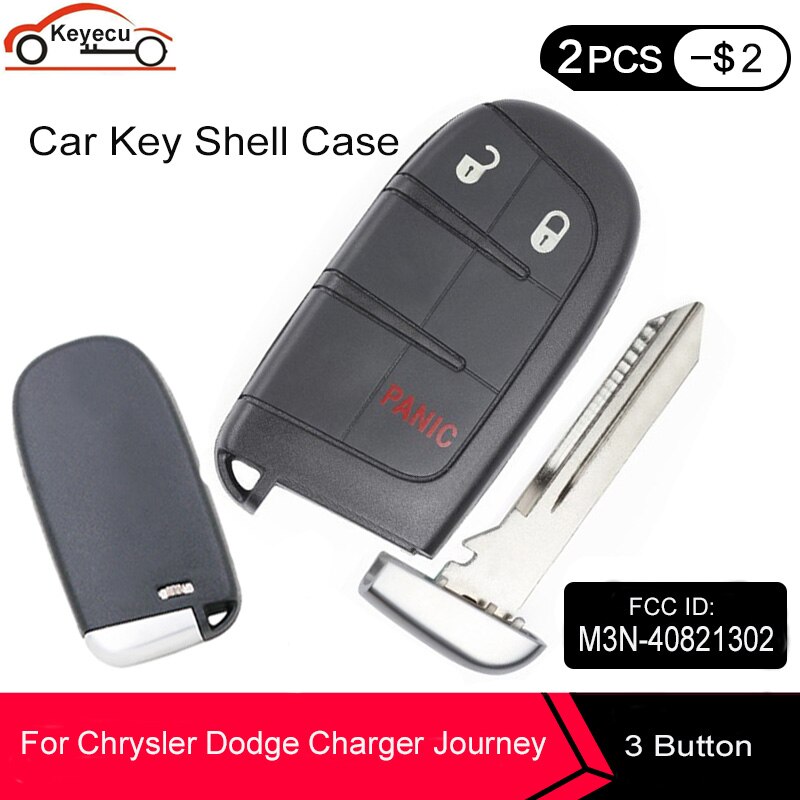 Keyecu Vervangende Afstandsbediening Autosleutel Shell Case Fob 3 Knop Voor Chrysler Dodge Charger Journey Challenger Durango M3N-40821302