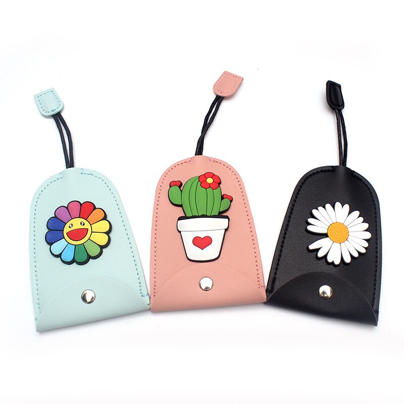 Søde blomster pull type nøgletaske pu læder nøgle punge husholderske bil nøgleholder etui læder nøglering pose